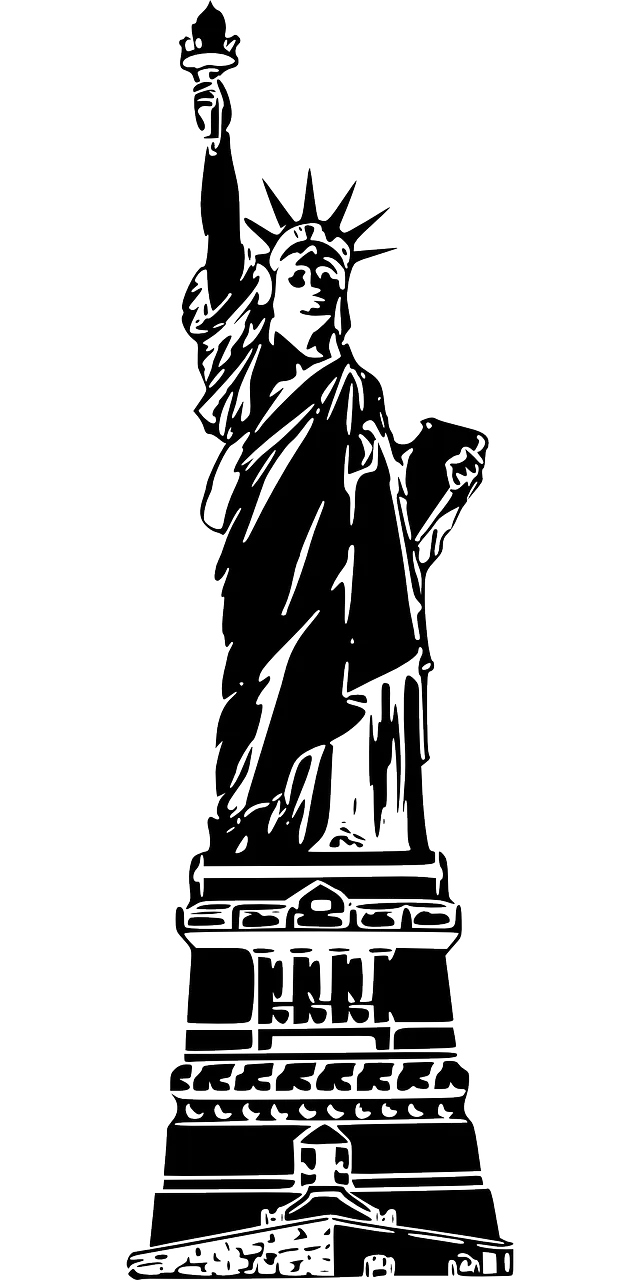 Statue of Liberty engraved style, classic artwork, historical png